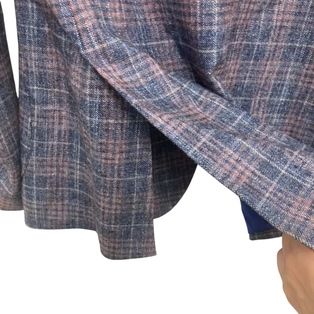 Pierre Cardin Navy Pink Plaid Wool Blend Blazer Sport Coat 42R/L